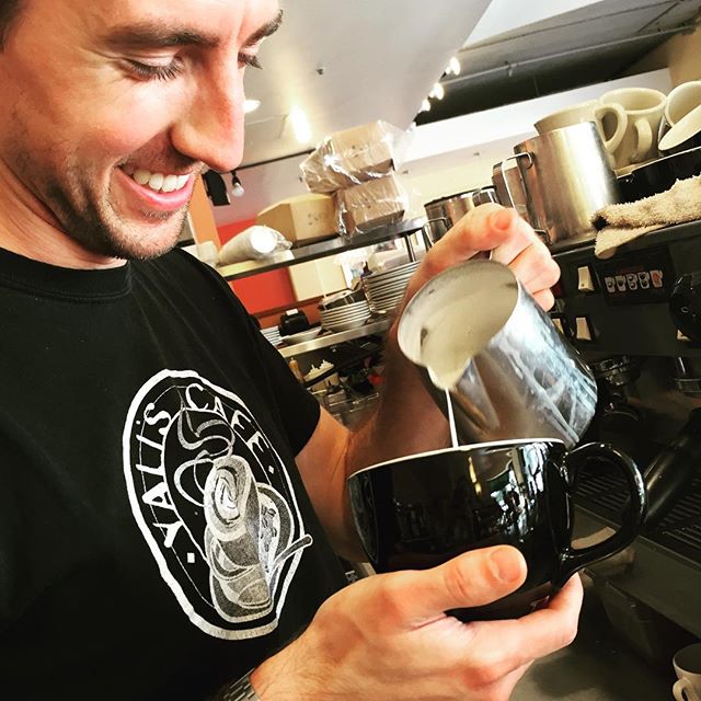 Meet your #baristaoftheweek !Name: JarrettWorking at Yali's for: 2.5 yearsFavorite Drink: Low-fat espresso macchiato Favorite thing about Yali's: Aside from making perfect art for your lattes, Jarrett loves our signature Yali's dark roast blend, which he enjoys without any cream or sugar!Stop by #yaliscafe to say hello to Jarrett and all of our other wonderful employees!