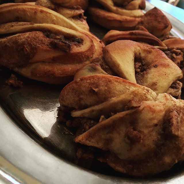Warm, gooey cinnamon buns are out of the oven and ready to be eaten! Stop by now and get one before they're all gone!