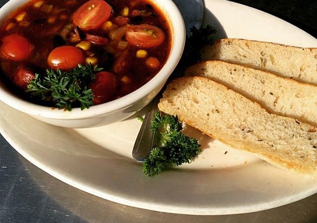 Celebrate the colder weather with a hearty bowl of our black bean and andouille sausage soup, available at Yali's all day! #yaliscafe