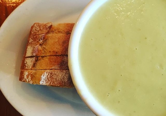 Potato Leek is our vegetarian soup of the day and a favorite among our employees! Grab a bowl before it's all gone!