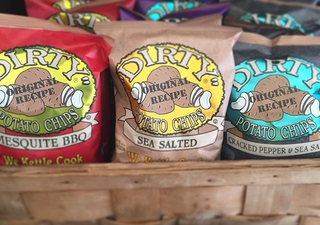 Hungry for lunch? Come to yali's and grab a bag of Dirty Potato Chips in Mesquite BBQ, Salt + Vinegar, or Sea Salted – a perfect addition to all of our soups, salads, and sandwiches! #dirtypotatochips